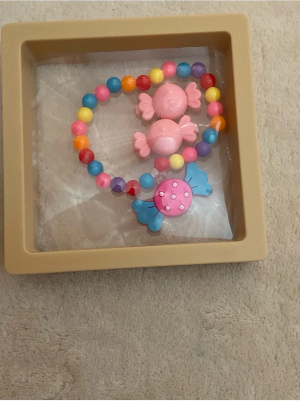 Pink Candy Charm Kids Bracelet and Necklace Set - Multicolor Beads